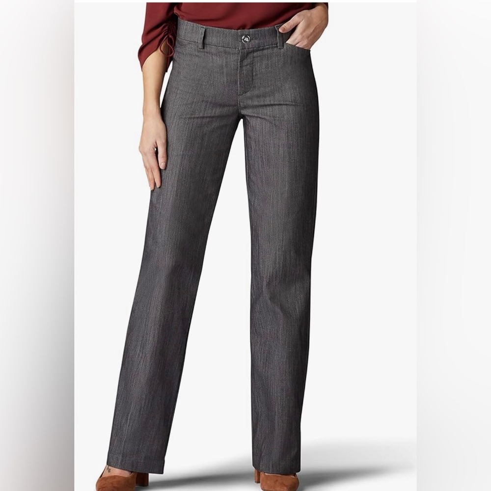 Chaps women’s gray, striped wide, leg dress pants